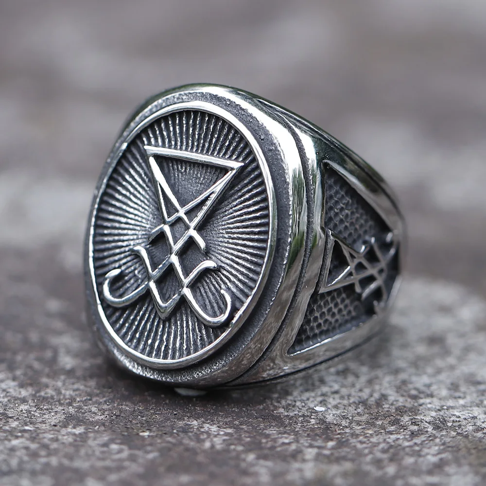 2025 NEW Men's 316L Stainless-Steel Rings Vintage Lucifer Satan Ring for Teens Witchcraft Wicca Jewelry Gift Free Shipping