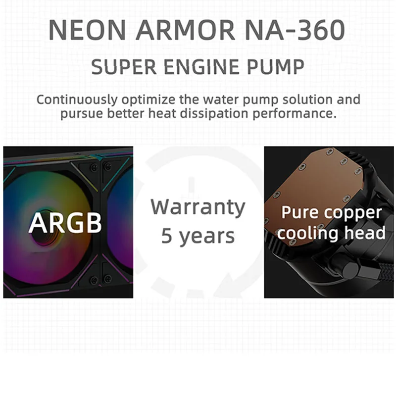 TEUCER 360MM All-in-One ARGB CPU Liquid Cooler Supports Intel LGA 1700/1200/1150/2011 AMD AM5/AM4 Silent Cooling & RGB Lighting