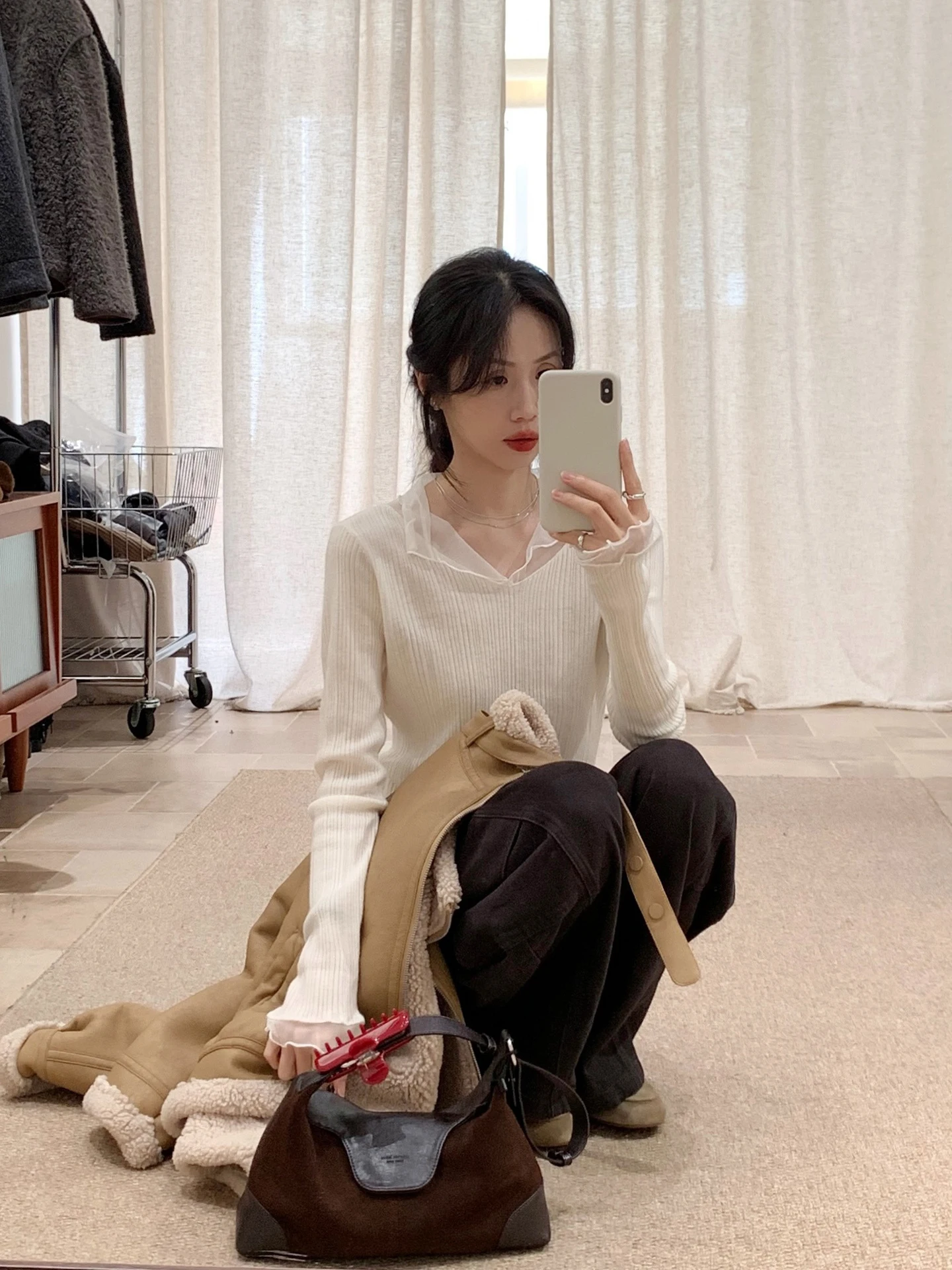 

YNVN Gentle Sle Lace Collar Wool Knitted Sweater Women's Autumn Winter Slimming Versatile Base irt Top Ladies Faion