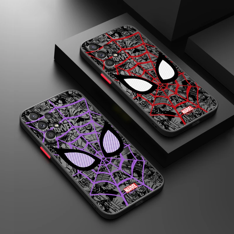 Spider Man Superhero Cool For Samsung A73 A72 A54 A53 A52S A34 A32 A33 A24 A22S A02 Lite Frosted Translucent Phone Case