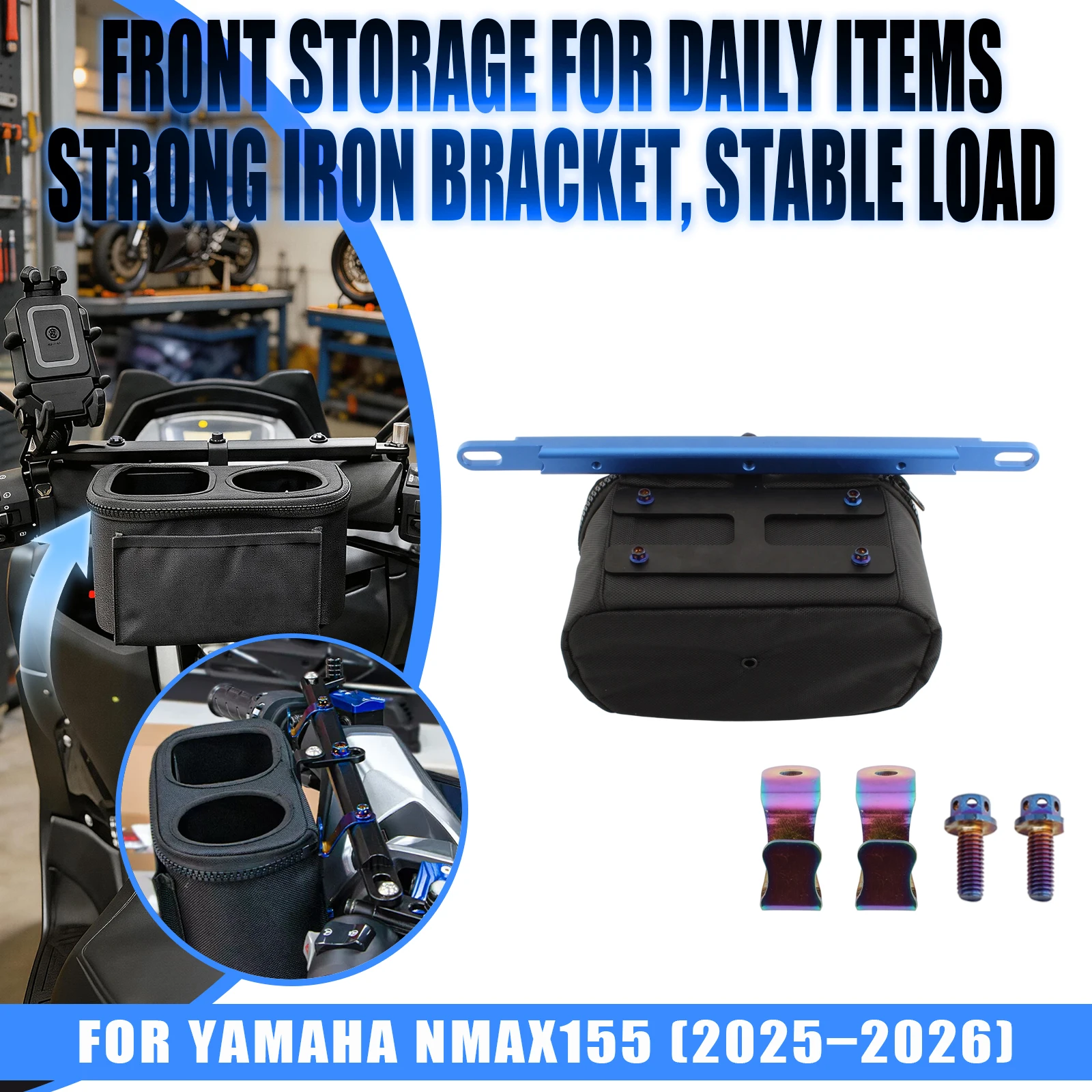 For Yamaha NMAX XMAX TMAX 300 250 155 Motorcycle Handlebar Drinking Water Bottle Cage Cup Holder Scooter Cupmounts Storage Bag