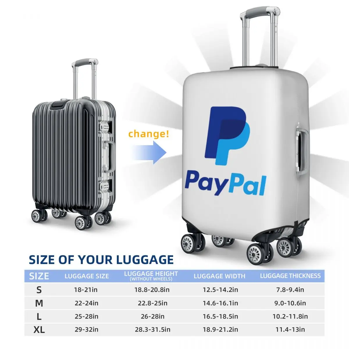 غطاء حماية مرن لحقيبة السفر بشعار باي بال مقاس 18-32 بوصة