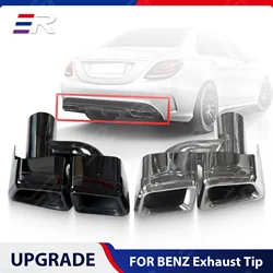 1 Pair Exhaust Pipe for Mercedes-Benz W212 E-class E63 Four-out  Y-Type Modified Square Stainless Steel Muffler nozzles