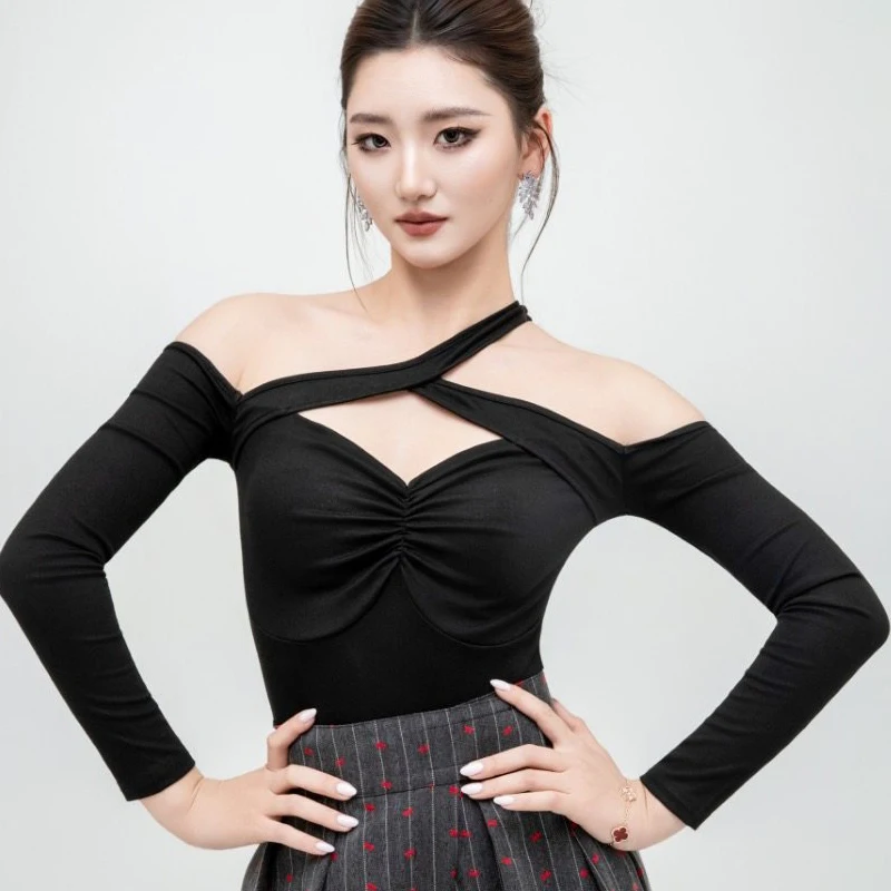 

2026 Latin Dance Tops For Women Long Sleeved Practice Clothes Samba Tango Chacha Adult Female Latin Performance Wear DQS21793
