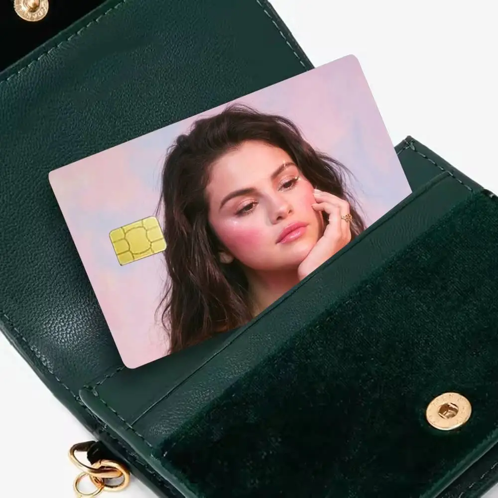 Pretty S-Selena Gomez 4pcs 1Set Card Stickers Small Waterproof Chip 4PCS Card Sticker Anti-Scratch