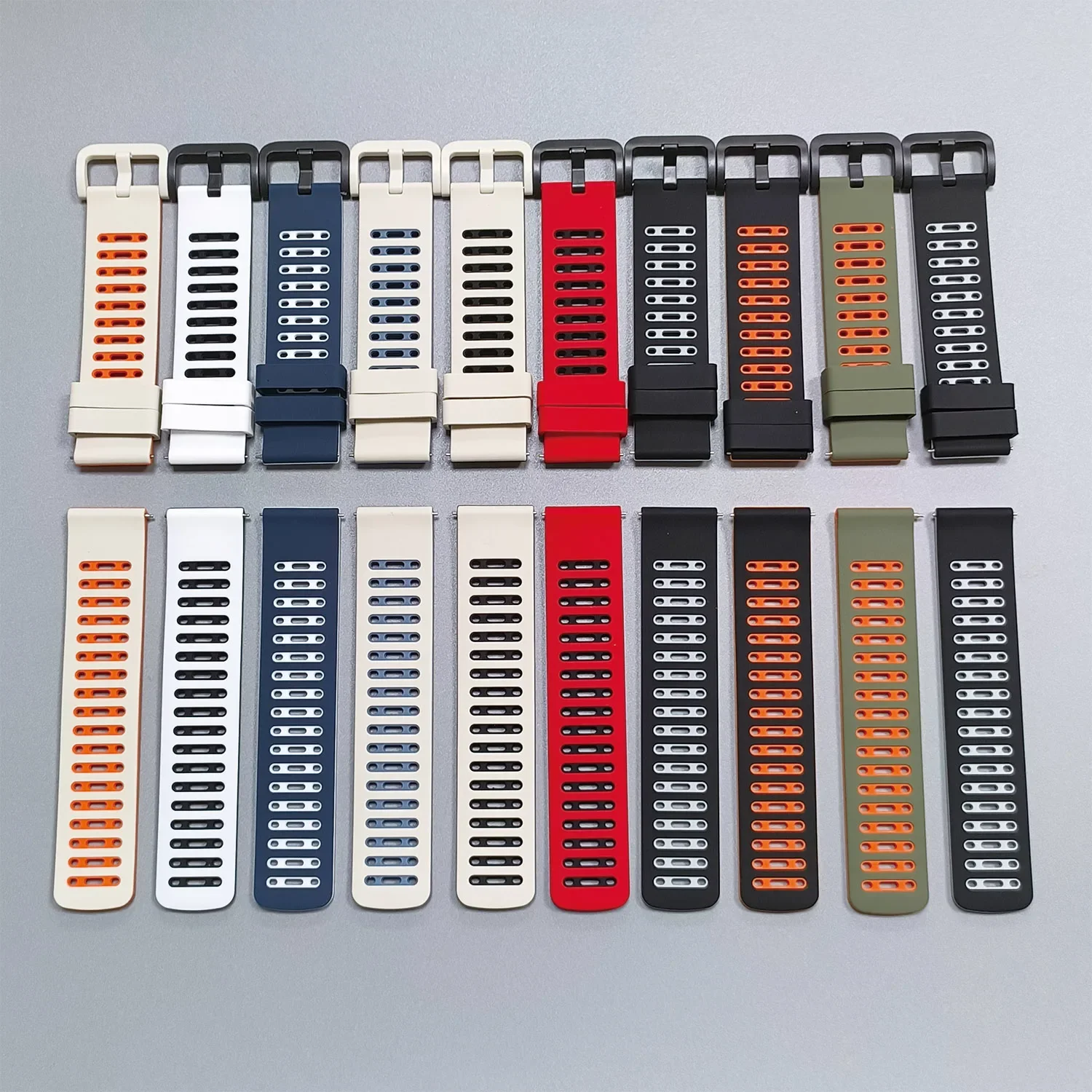 Two-Tone Silicone 22mm Band Strap For Xiaomi Redmi Watch 5 Active/Lite Band Sport Watchband for HUAWEI/Amazfit/Garmin Smartwatch