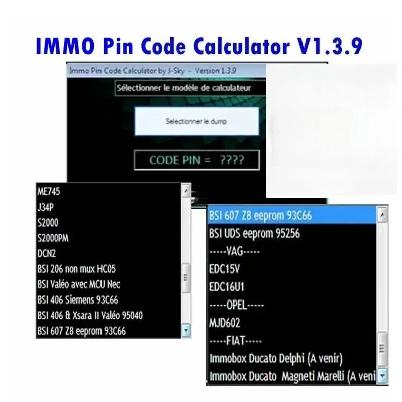for Psa O-pel F-iat Vag Unlocked PIN Code on Many Ecu Can Be Decoded By Dumping IMMO Pin Code Calculator V1.3.9 Cars Software