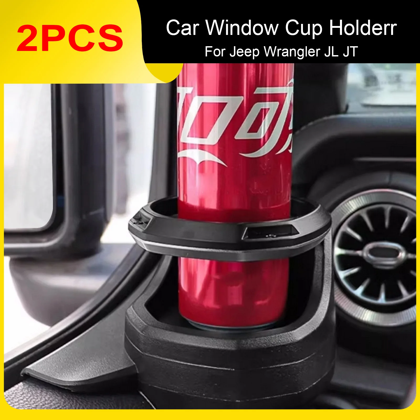 Portable Car Window Cup Holderr For Jeep Wrangler JL 4-Door JT Gladiator 2018-2023 Stand Container Auto Interior Supplie