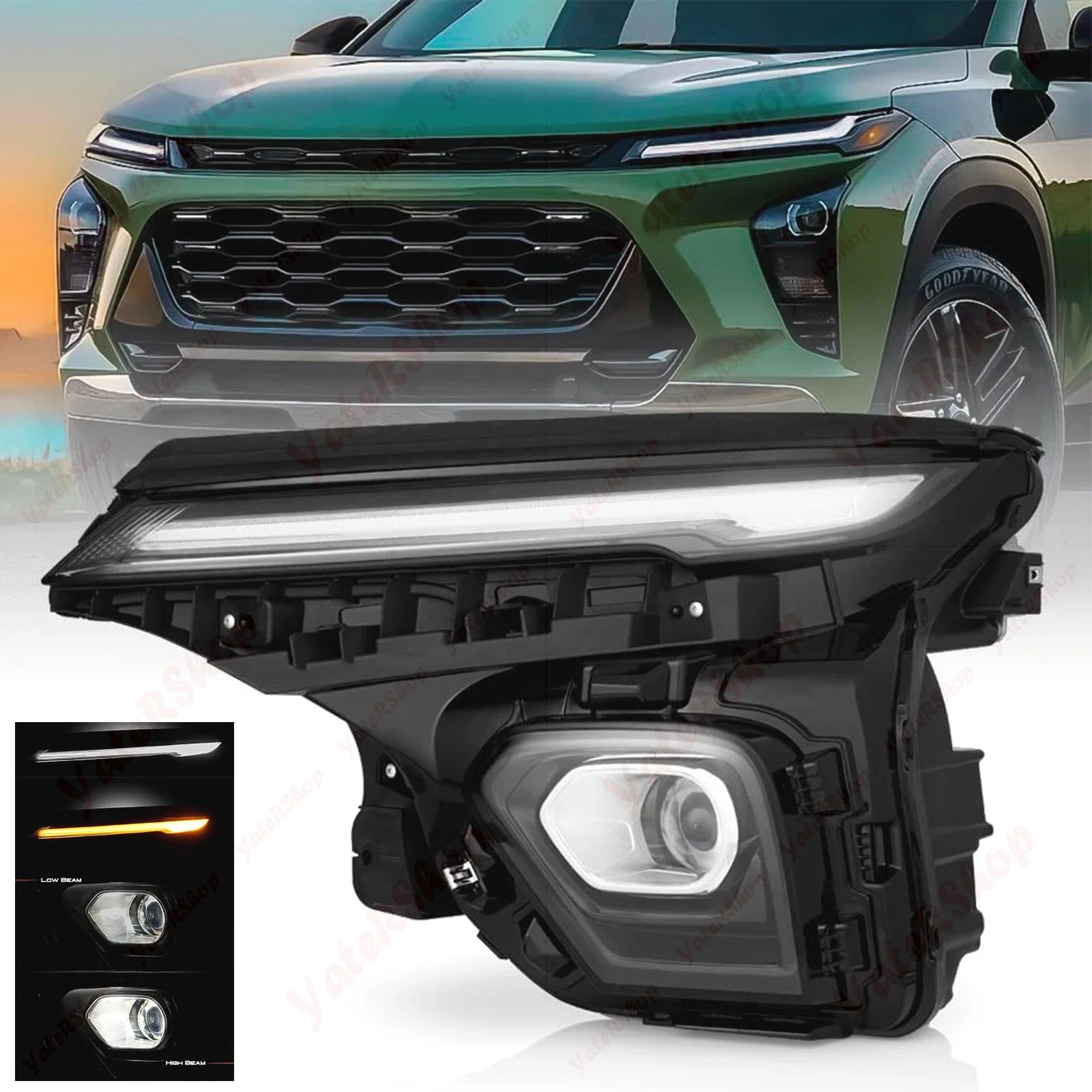 

1 шт. для Chevy Trailblazer 2024-2025 полностью светодиодные фары для проектора