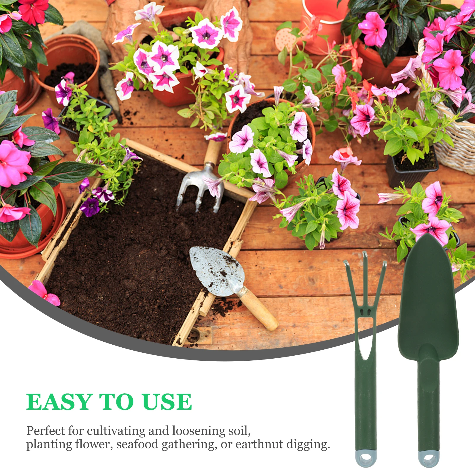 

2 Sets Garden Tools Kit Outdoor Indoor Gardening Hand Tools For Planting Succulents Bonsai Small Plants Plastic Trowel Rake Hand