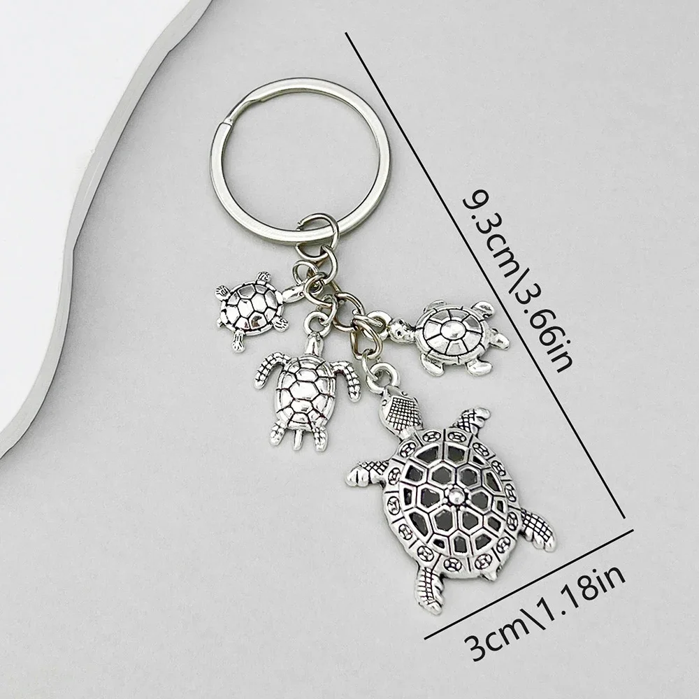 Cute Sea Turtle Keychain Metal Hollow Tortoise Pendant Key Holder Women Men Handbag Backpack Charms Accessories Ocean Lover Gift
