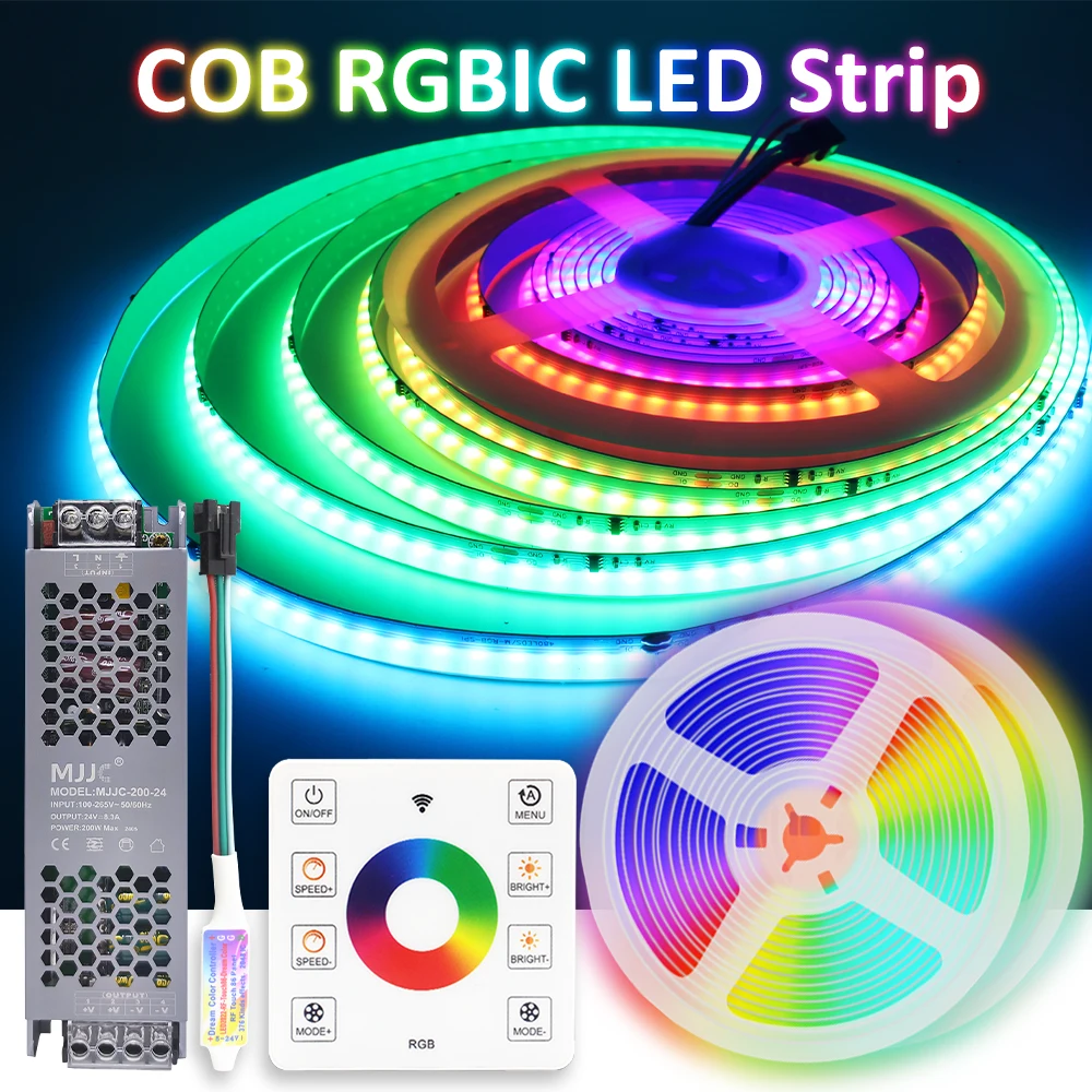 WS2811 COB RGBIC LED Strip DC24V 5M 10M 20M 30M RGB IC Horse Running Water Flowing Lights Tape Diode Ribbon Room Decoration Lamp