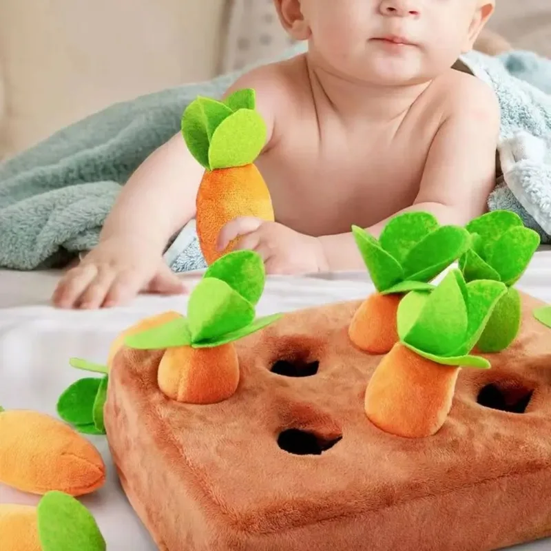 Brinquedo interativo brinquedo de pelúcia cenoura cão brinquedo de pelúcia quebra-cabeça brinquedos 2-em-1 nariz antiderrapante adequado para mastigadores agressivos e animais de estimação