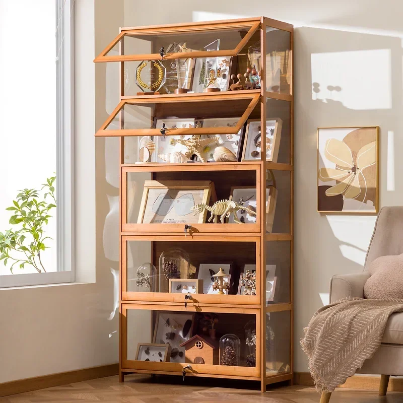Figure Display Cabinet With Lock Acrylic Display Stand Transparent Dustproof Model Building Block Ornament Shelf Display Box