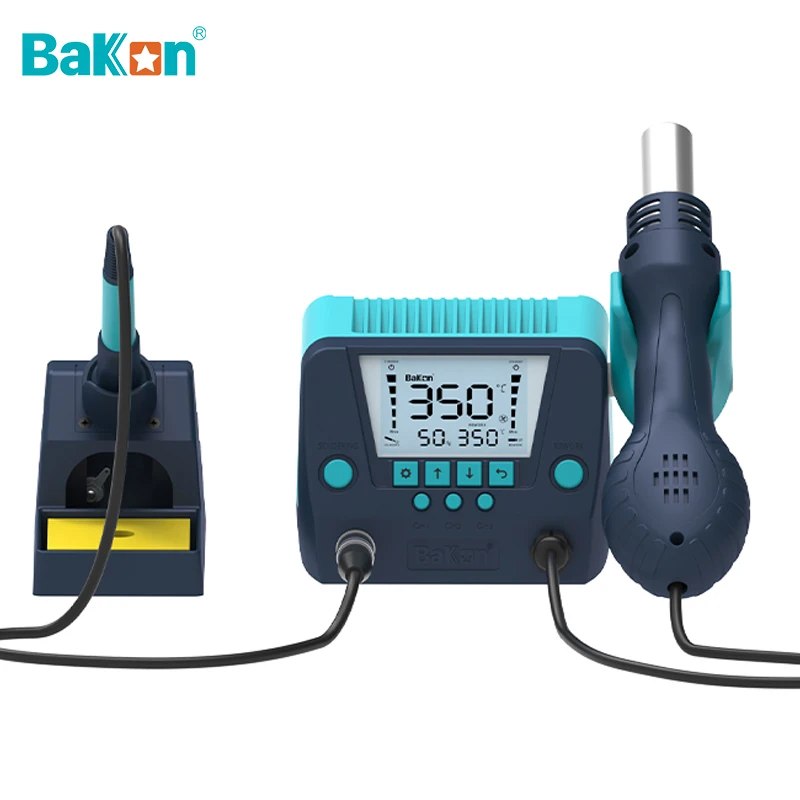 

Bakon BK881 Soldering and Rework Hot Air Station 2 in 1 Tools Kit 560W Blower Air Gun 90W Soldering Station Repair Tools