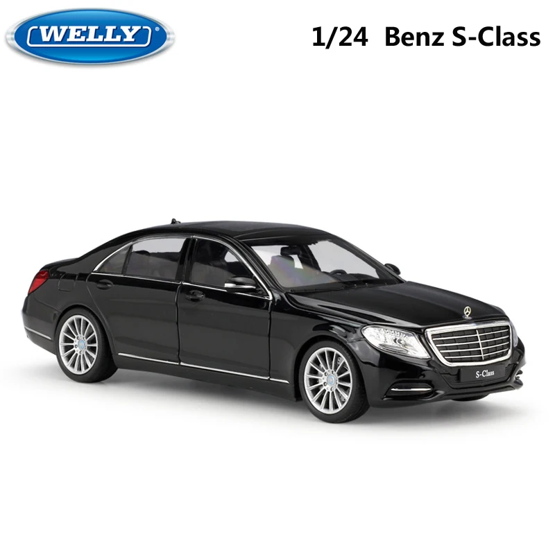 Welly-carro de miniatura com simulador em escala 1:24, benz s-class., carro de liga de metal fundido, brinquedo para crianças, coleção de carros de