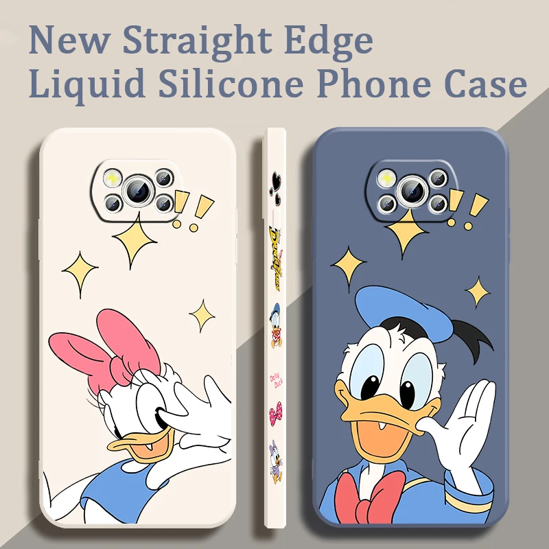 

Disney Donald Daisy Duck Love Liquid Left Rope For Xiaomi Mi Poco X6 X5 X4 X3 M6 M5 M5S M4 M3 F5 F4 F3 Pro 5G Cover Phone Case