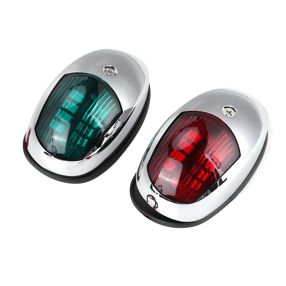 ไฟนำทางเรือ LED 12V กันน้ำ สีเขียวด้านขวา สีแดงด้านซ้าย ติดตั้งด้านข้าง สำหรับเรือสูงสุด 20 เมตร