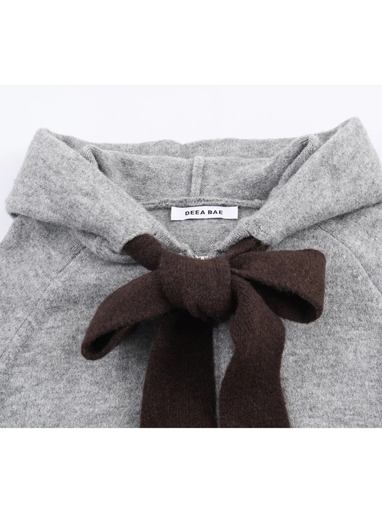 المرأة محبوك سترة 2025 المرأة سحاب أكمام طويلة جاكت مزود بغطاء للرأس شارع العليا معاطف قصيرة سيدة الخريف ملابس خارجية جديدة