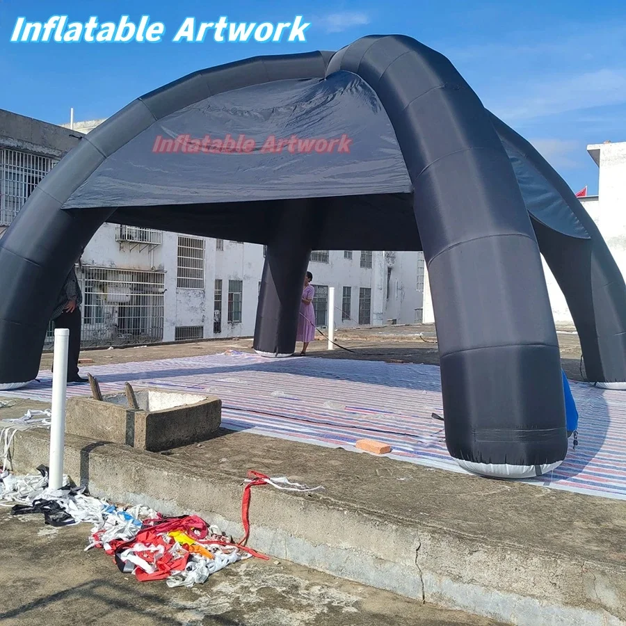 Tapón inflable para comprar tienda de campaña con cúpula de araña inflable negra tipo 4 patas para juguetes de fiesta y eventos