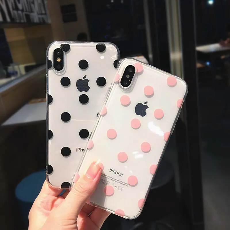 

Black small circle Phone Case For iPhone 16 15 14 13 12 11 Pro XS MAX 7 XR 8 7 Plus Clear Cover Fundas