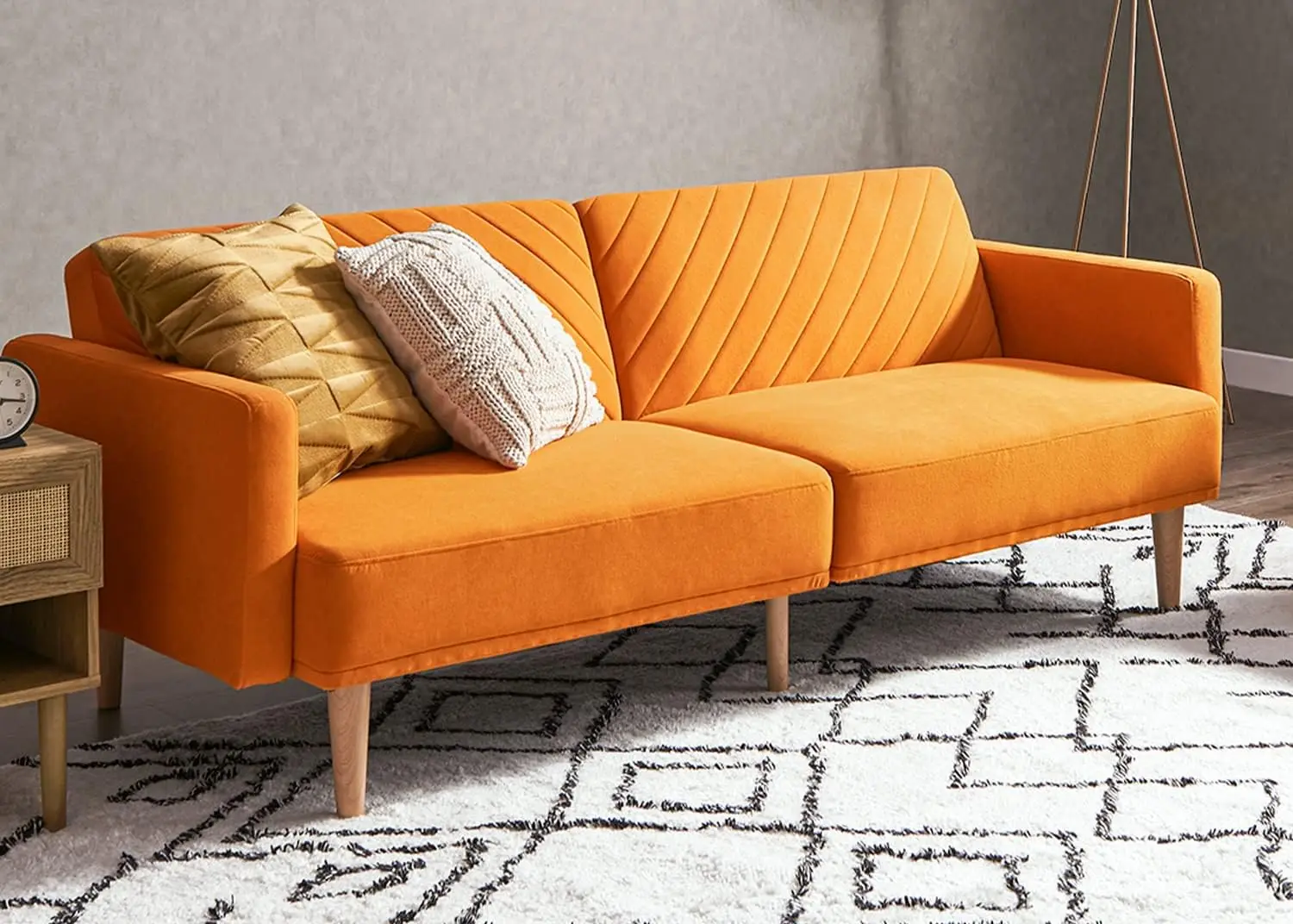 Futon Sofa Bed, Couch, Small Sofa, Sleeper Sofa, Loveseat, Mid Century Modern Futon Couch, Sofa Cama, Couches(Apricot Velvet)