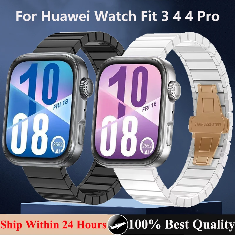 

Керамический ремешок-браслет для Huawei Watch Fit 4/Fit 4 Pro Band для женщин и мужчин, браслет для Huawei Watch Fit 3, пряжка-бабочка Correa