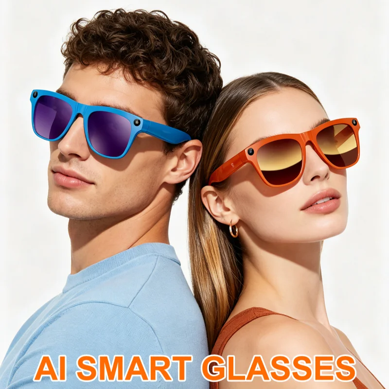 AI Smart Shooting Glasses with 8MP HD Camera AI Translation Bluetooth Call Video Record Music Playback Multi-functional Fashion