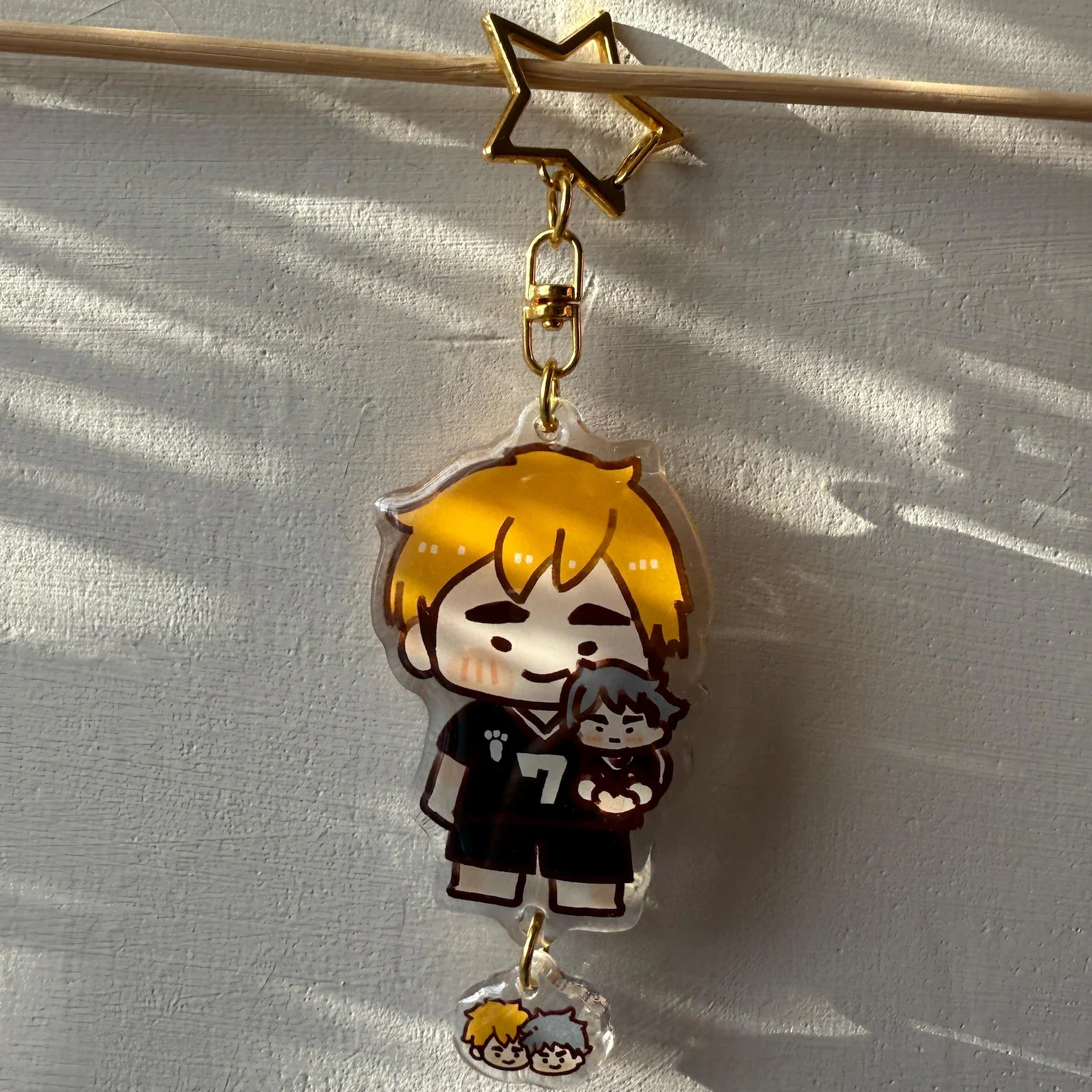 Volleyball Team Acrylic Keychain, Cute Chibi Player Duo Charm, Anime Style Sports Character Pendant, Collectible Gift