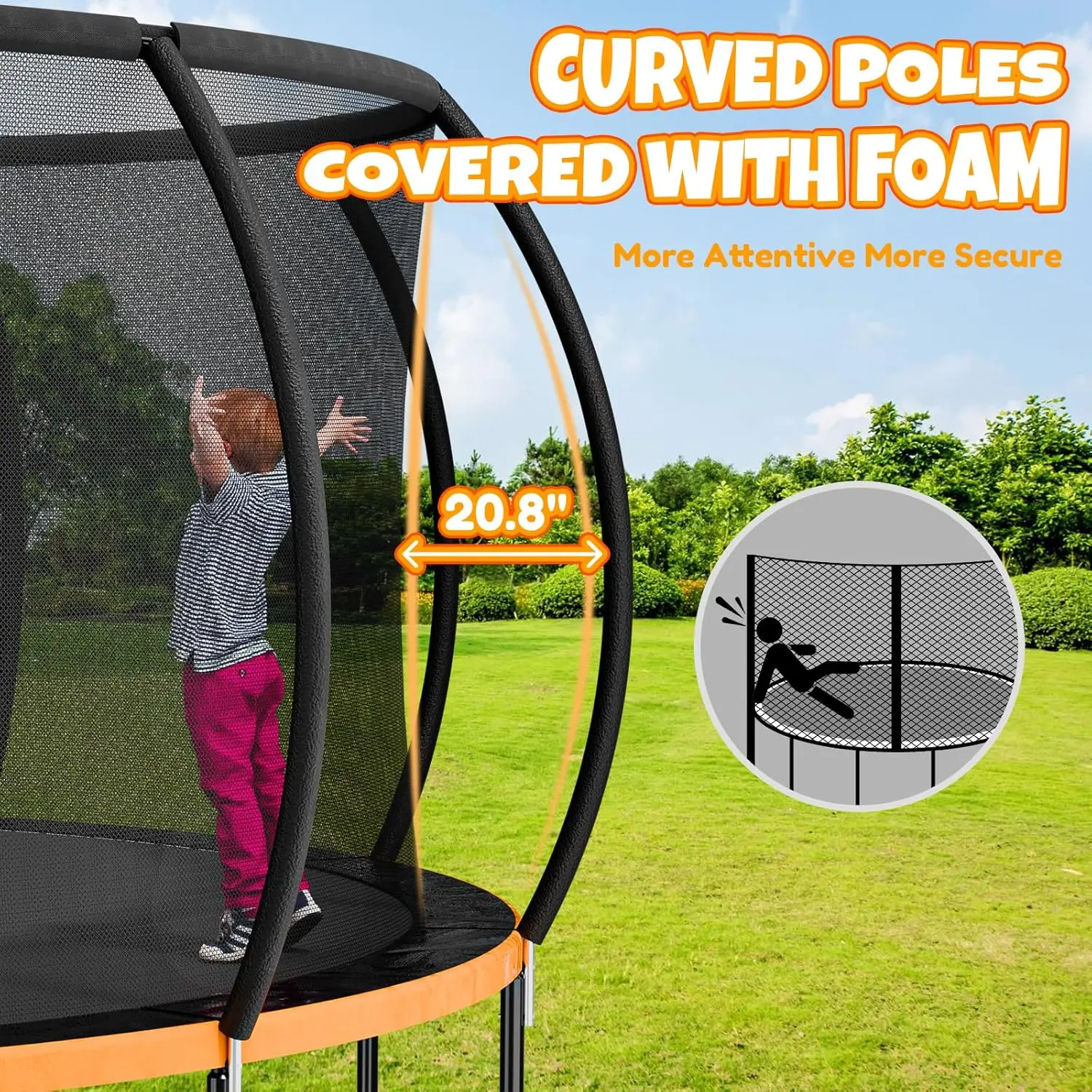 Outdoor Trampolines for Kids and Adults, Recreational Trampoline with Enclosure Net & Ladder