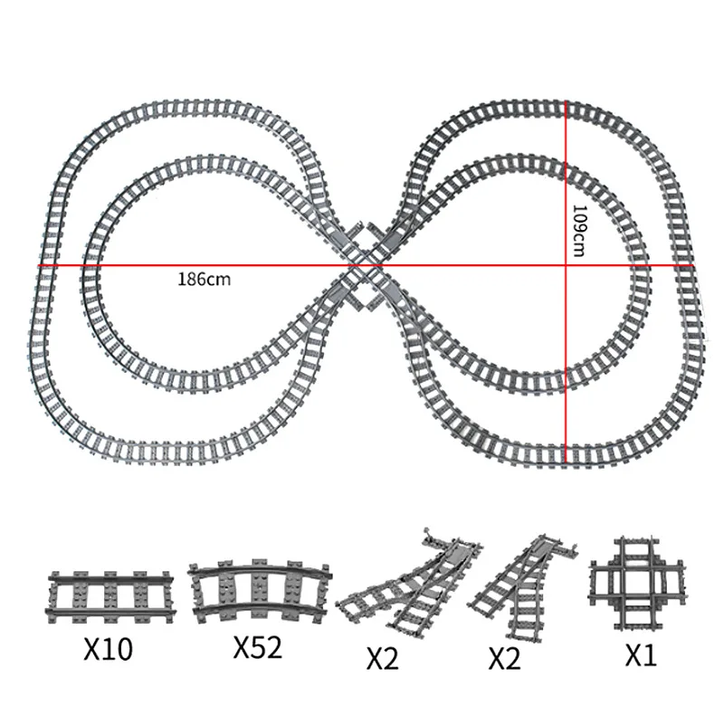 Compatibel Met Lego-Treinrailcombinatie Scène Moc Bouwstenen Diy Cross-Track Spoorbrug Stenen Speelgoed Treinwagon