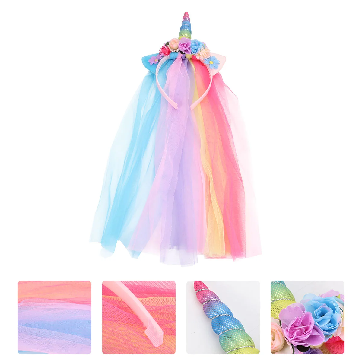 

Cloak Children's Unicorn Mesh Headband Kids Clothes Hair Wear Prop Colorful Hairwear Baby Girls Accessories