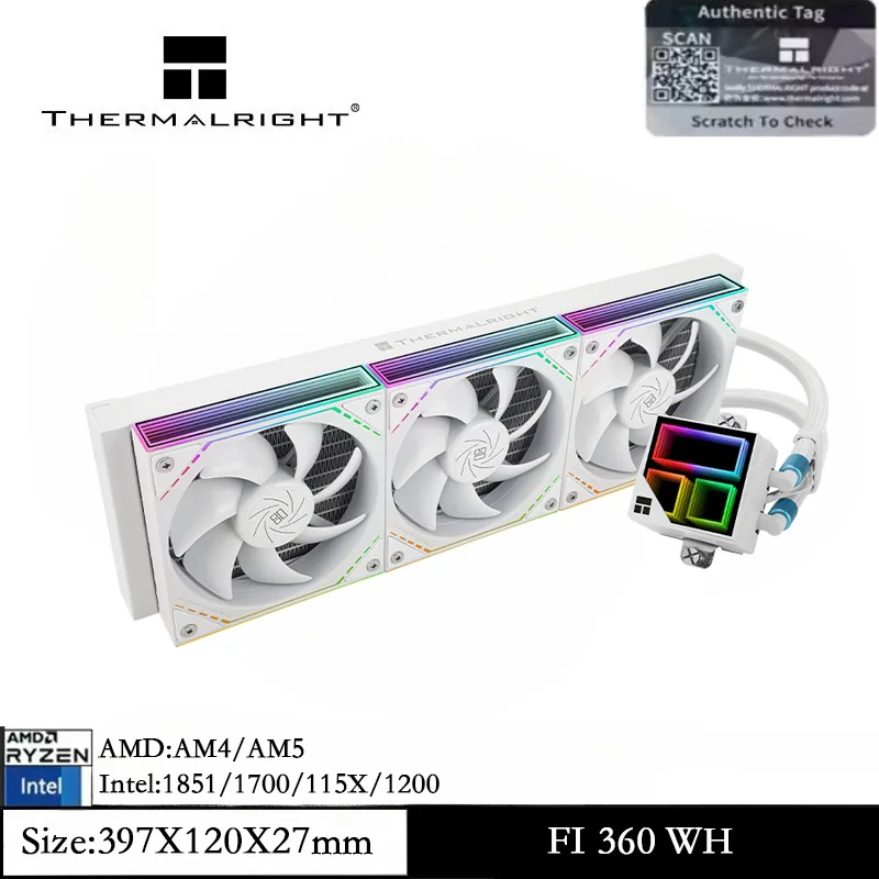 

Thermalright Frozen Infinity 360 БЕЛЫЙ жидкий кулер для процессора ШИМ-вентиляторы с водяным охлаждением 2000 об/мин для AM4 AM5 Intel LGA115X/1700/1851