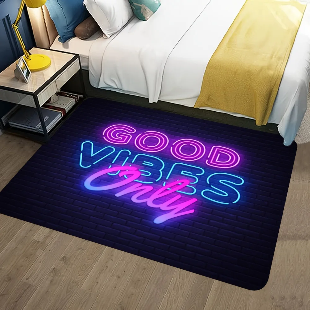 

Good VIBES Floor Mat Playroom Bedroom Living Room Entryway Area Rug Soft Non-Slip Sofa Bedside Carpet Home Decoration