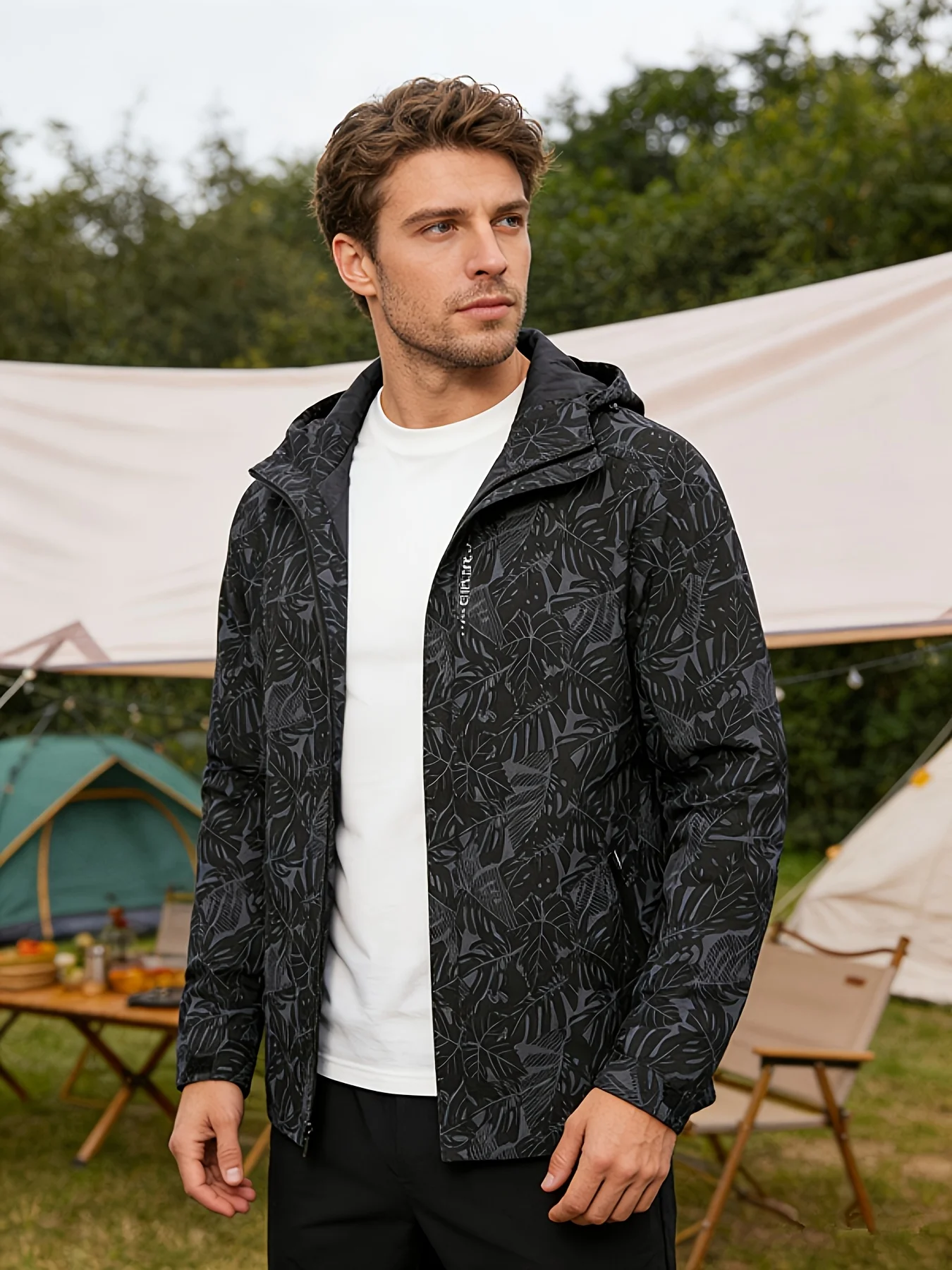 

NNZY-Мужская легкая куртка с капюшоном и принтом | Водонепроницаемая ветровка для активного отдыха и спорта