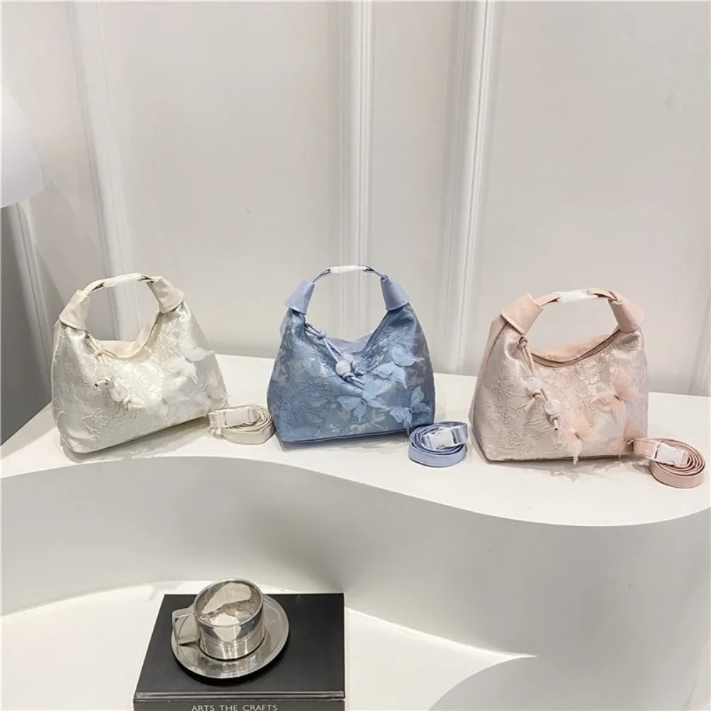 

Chinese Style Butterfly Embroidery Shoulder Bag Canvas Bead Crossbody Bag Zipper Closure Cheongsam Bag Women