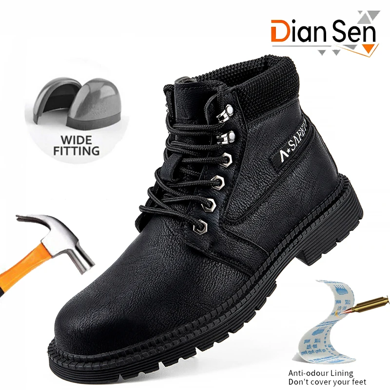 Unisex Work Shoes Safety Outdoor Protective Boots Wear-Resisting Non Slip Water Resistant Hiking Boots Anti-Puncture Size 36-47