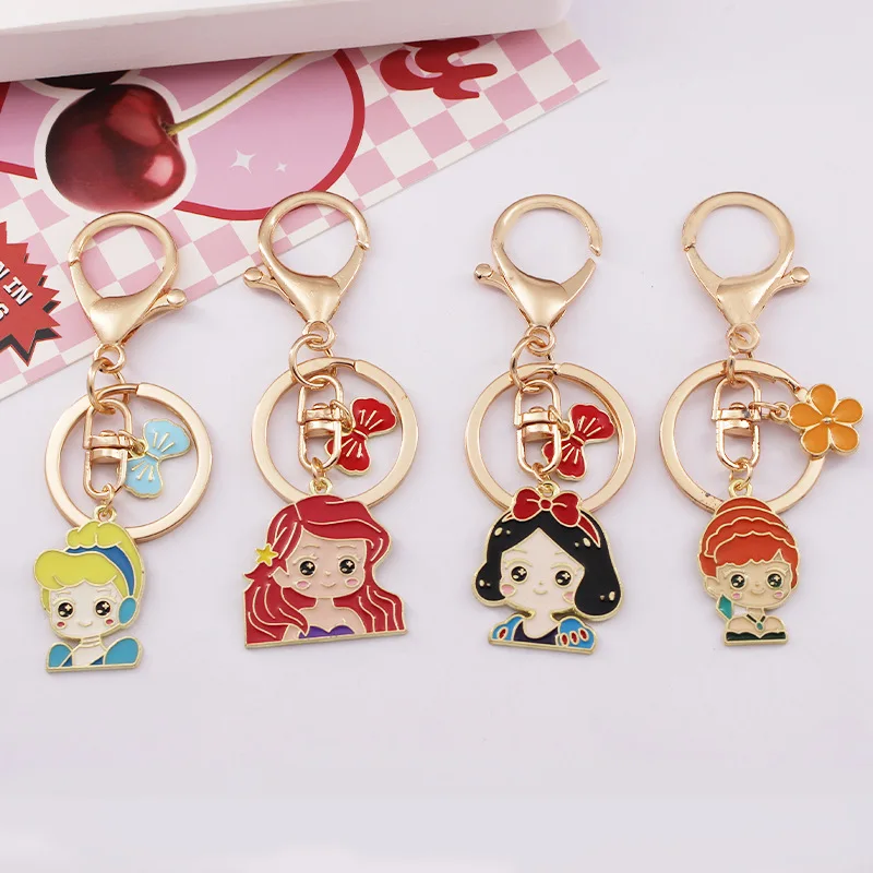 Disney Cartoon Anime Frozen Princess Elsa Pendant Metal Keychain Car Key Chain Key Ring Keyring Phone Bag Ornament Jewelry Gifts