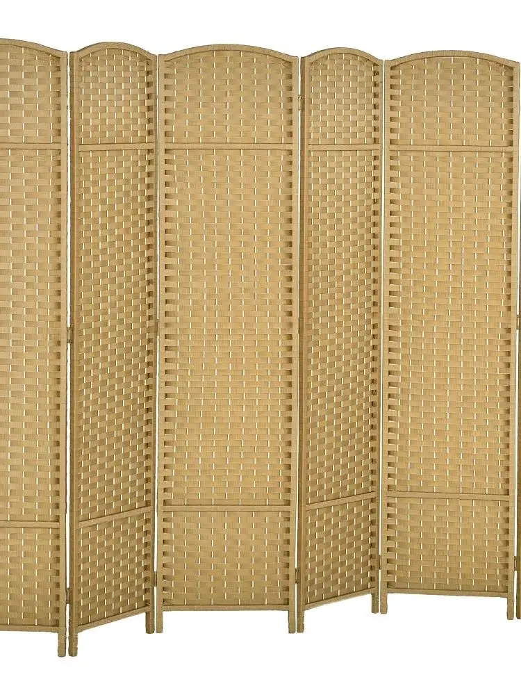 6 paravents pliants LG 240x170 cm en bois de pin et polypropylène, séparateur de salon et chambre