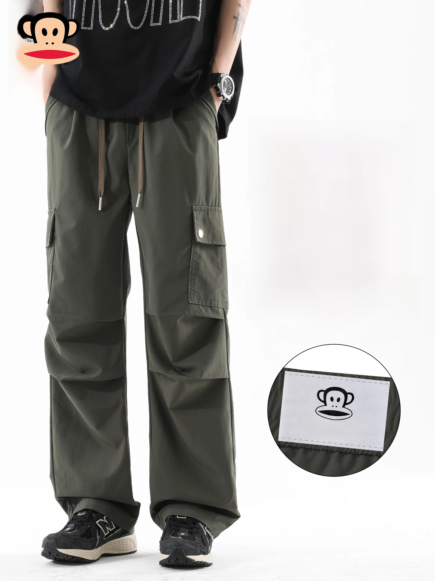 

Мужские повседневные брюки Paul Frank American Sle Workwear, весенние прямые свободные спортивные брюки с широкими штанинами, удобные свободные брюки