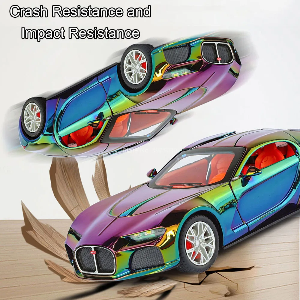 รถของเล่นบูกัตติแอตแลนติกอัลลอยด์ 1:24 รุ่นหล่อขึ้นรูป ยางยาง 3 ประตูเปิดได้ ซุปเปอร์คาร์ พร้อมระบบดึงหลัง ของตกแต่ง