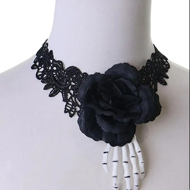 Caveira terror gótico 270D e acessório cabelo floral plástico perfeito para bolas fantasia