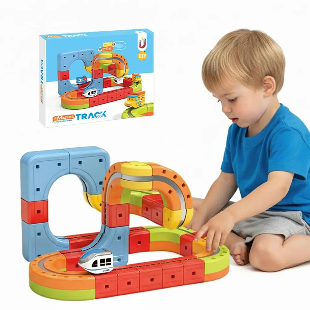 Magnetic Electric Train Set for Kids Anti-Gravity Suction DIY Building Block Track Cube Versatile Rail Car Toys Christmas Gift