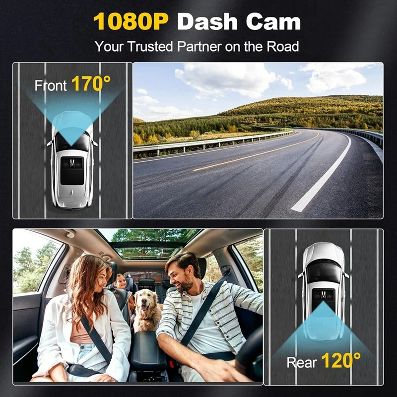 Car Dash Camera, 4K 1080P Dash Cam Front Rear Wifi Recorder Camera For Cars With App Control, G-Sensor, Loop Recording