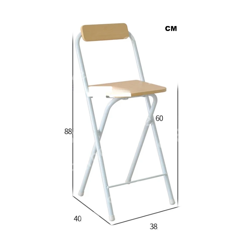 0059A Folding Tall Stool Living Room Creative Wood High Stool Portable Household Bar Backrest Chair High Foot Leisure Chair