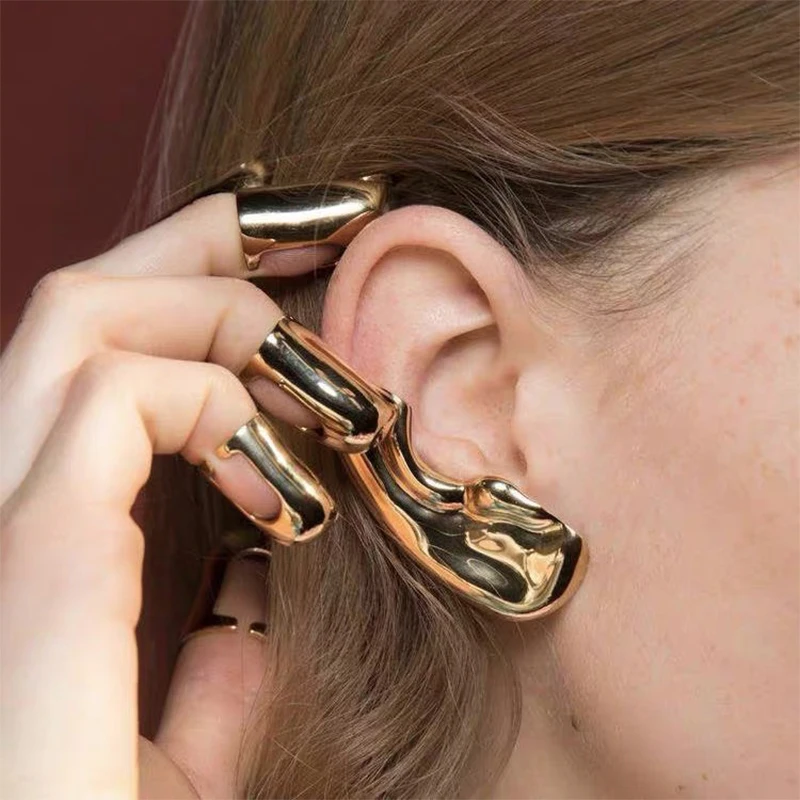 2023 New Gothic Punk Vintage Half Ear Contour Metal Ear Clip Earrings For Women Girls Ear Bones Clip Earring Biżuteria Prezent — zdjęcie 3