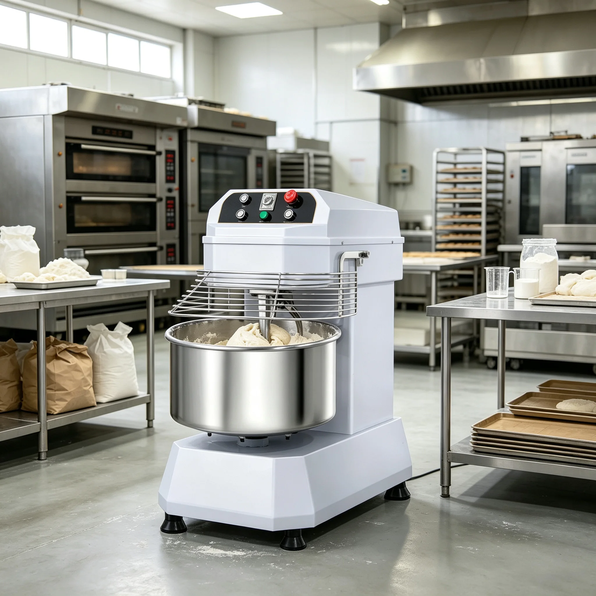 Commercial Spiral Dough Mixer, 25L Heavy-Duty Kneading Machine with Stainless Steel Bowl for Bakery & Restaurant Use