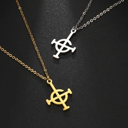 Nameless Ghost BC Necklace Ghoul Band Papal Retirement Logo Jewelry Stainless Steel Simple Retro Cross Pendant Birthday Gift