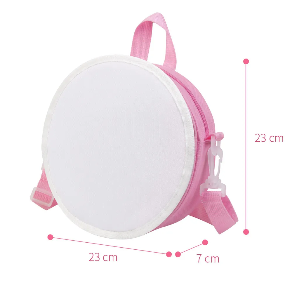 Cute Kids Crossbody Bag Sublimation Blanks Pink/Blue/Red/Black Round Backpack Travel Messenger Bags for DIY Photo Print