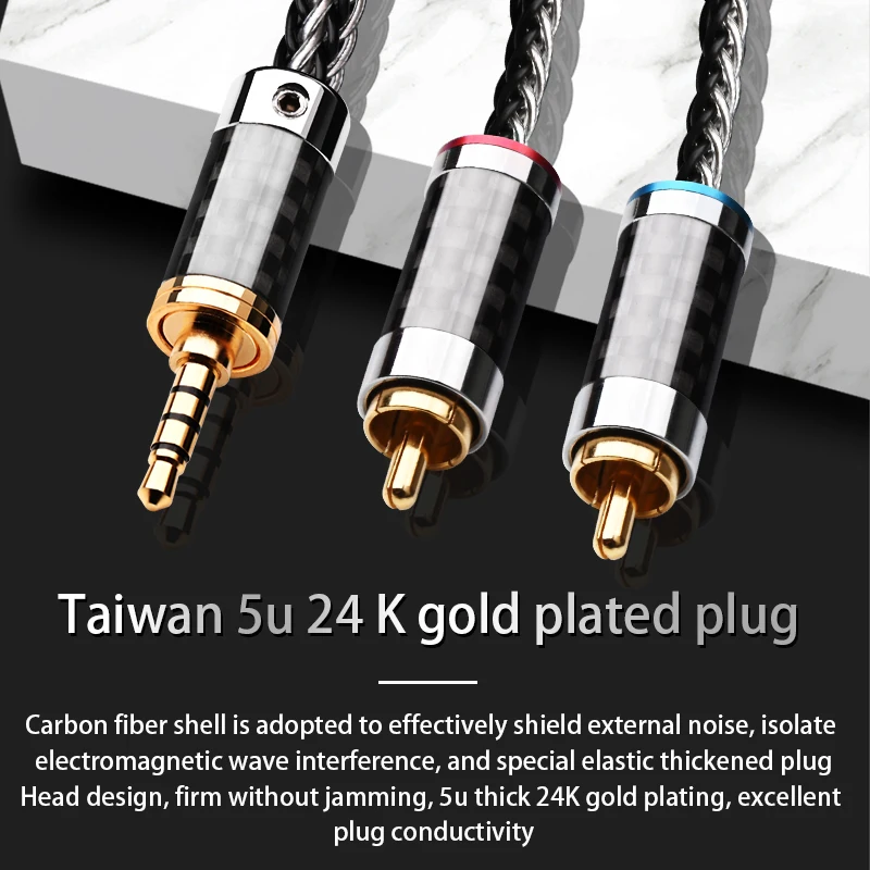 HiFi 2.5mm to 2RCA Cable 7N OCC Silver Plated with Gold Plated Plug 2.5mm Balanced Jack to 2RCA Male Cable for Amplifier